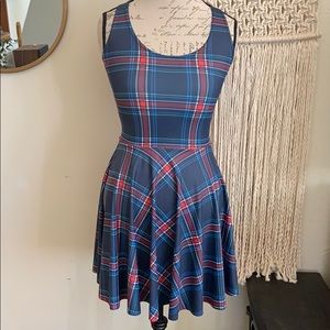 EUC BlackMilk Tartan Blue Réversible Skater Dress